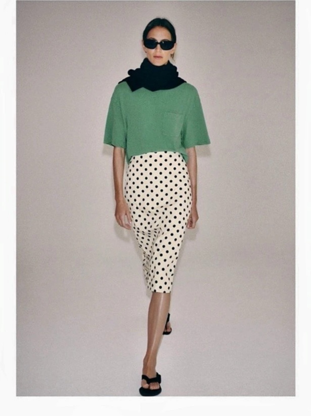 Zara Polka Dot pencil Midi Skirt